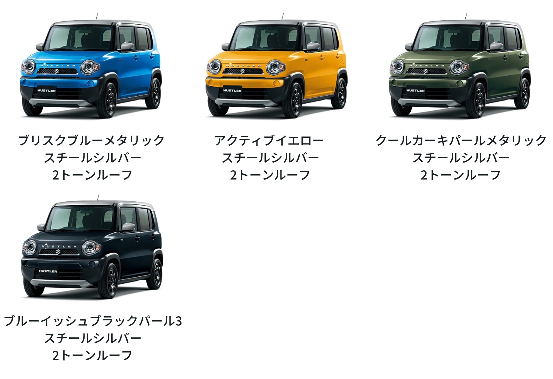 アルミ製　新型 ハスラー　テールゲートバー　ブラックカラー仕様 2025年最新版】スズキ「初代ハスラー」「新型ハスラー」の全色を