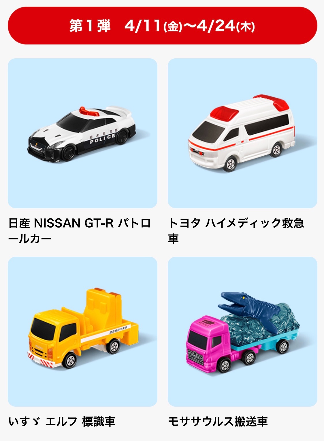 ☆マクドナルドの景品☆ 2025年4月】マクドナルドハッピーセット「トミカ 」キター