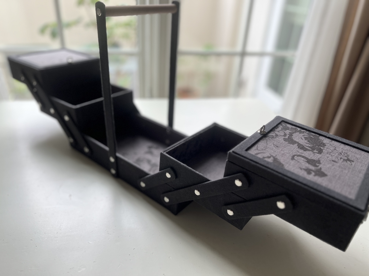 フレンチアンティーク風お裁縫箱：Boîte à couture accordéon ・・cartonnage　COTTONTAIL・・