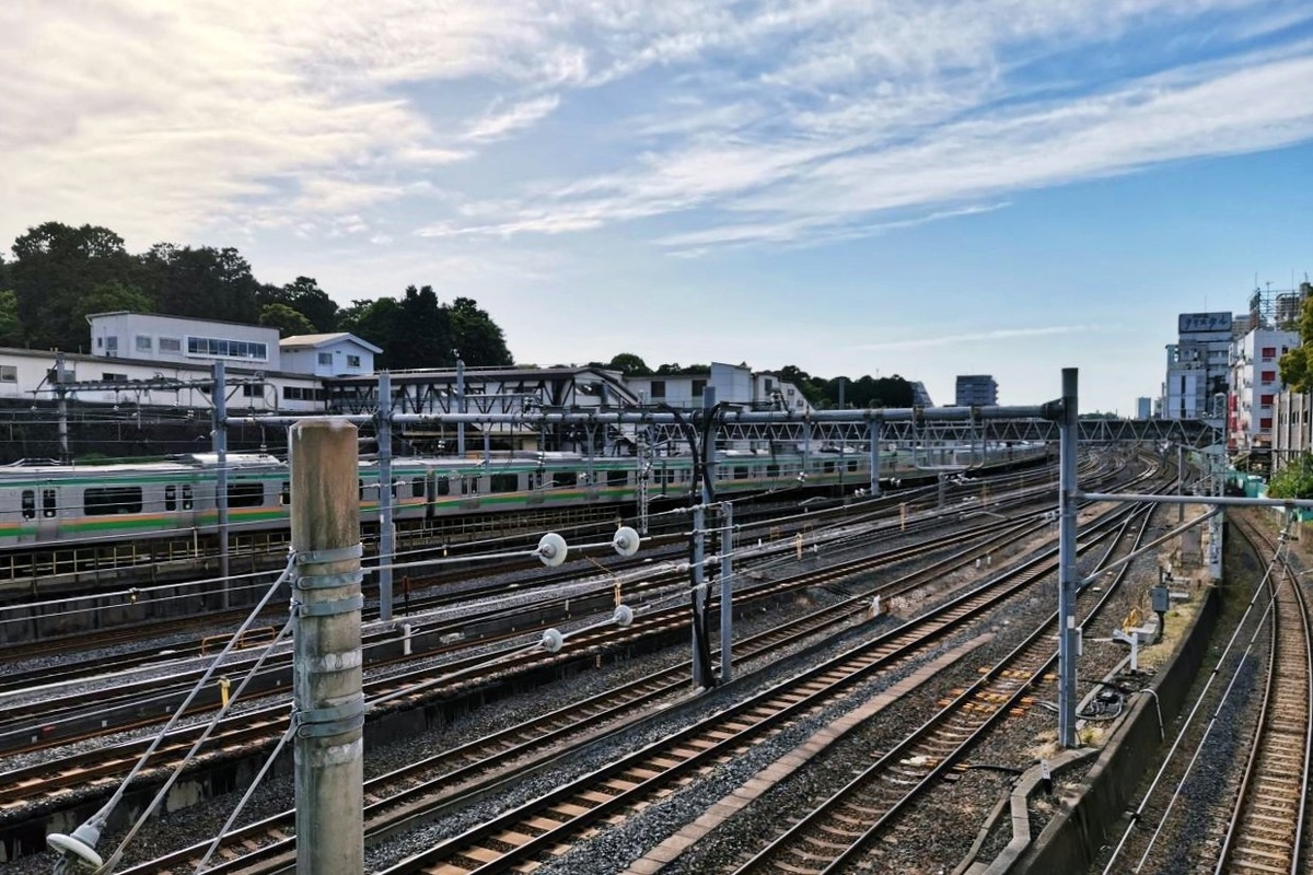 鶯谷駅の高架道路から撮影した写真。