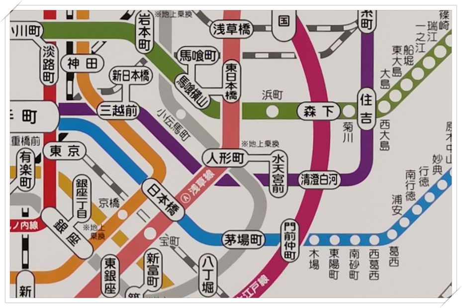 人形町駅周辺の路線図