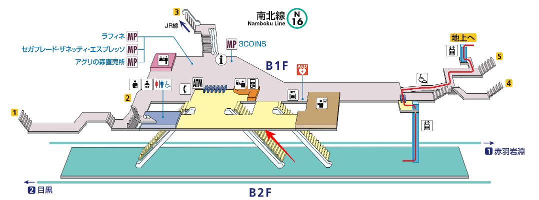 東京メトロ王子駅の構内図