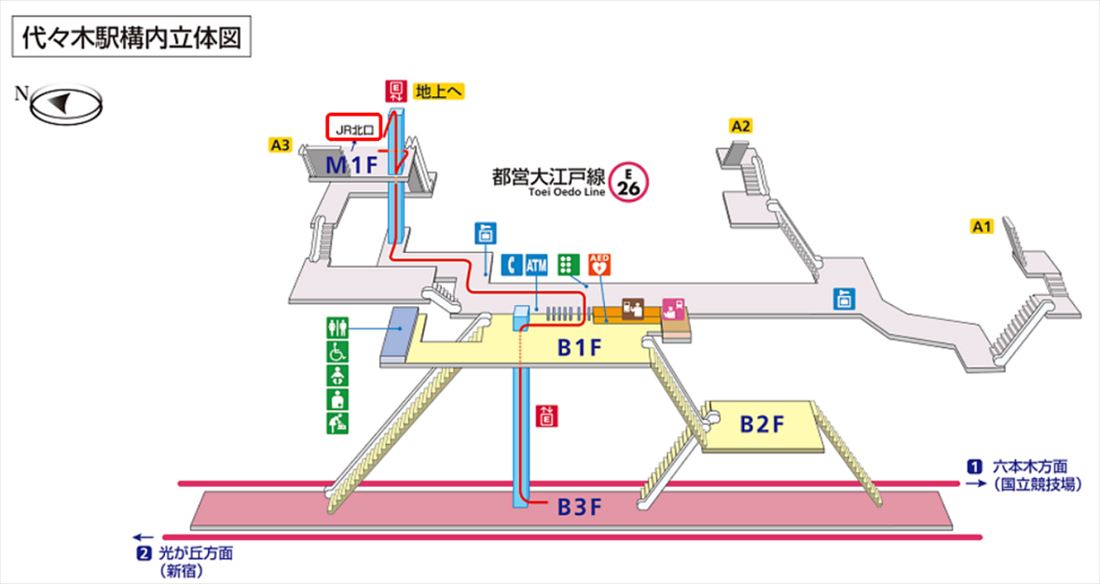 代々木駅で大江戸線からJRに乗り換える方法【乗車位置/所要時間/道順】 - 東京フォト鉄道