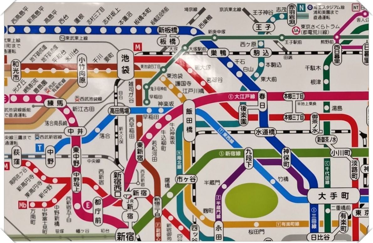 飯田橋駅を中心とした路線図