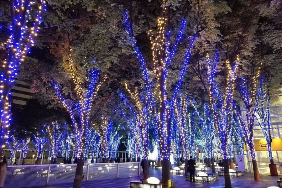 さいたま新都心駅の「けやき広場」のイルミネーション