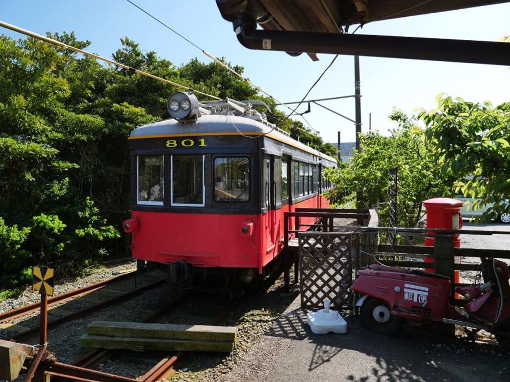 外川駅に留置されている廃車体