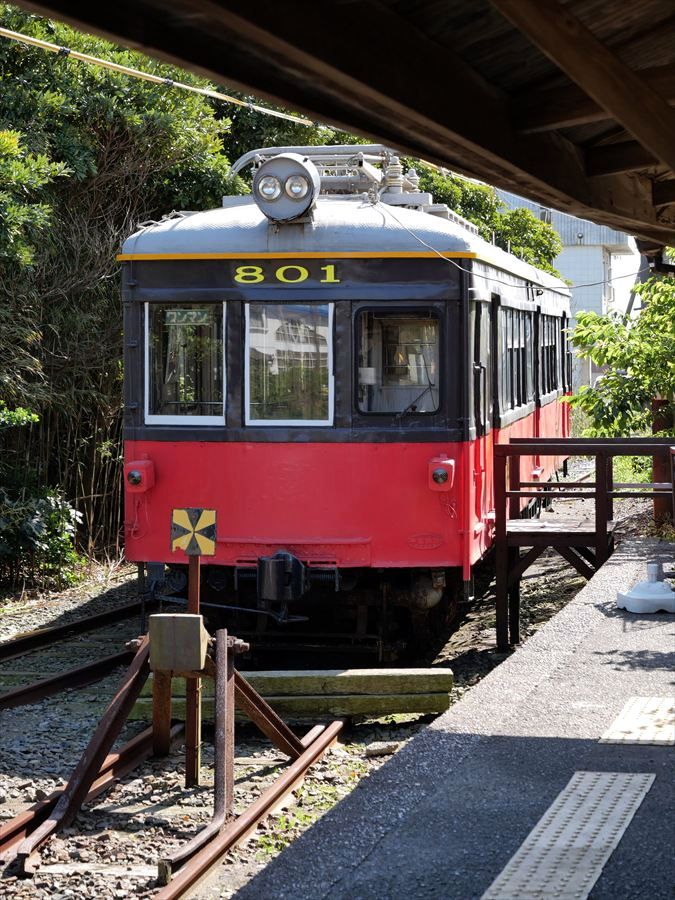 外川駅に留置されている廃車体