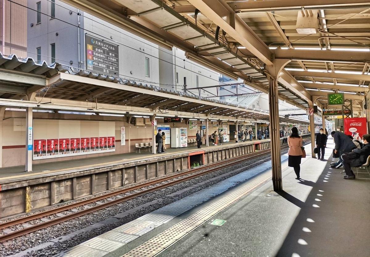 久米川駅のホームの風景