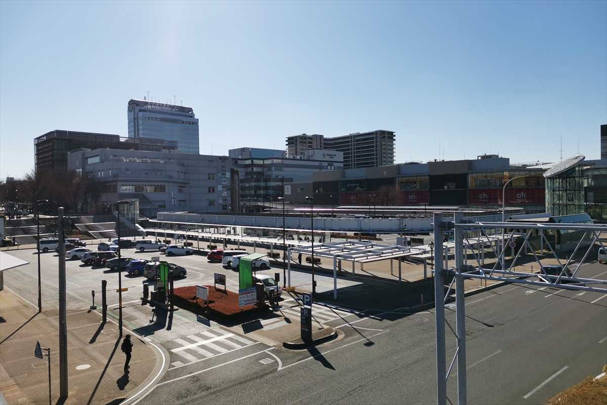 つくば駅前の歩道橋から撮影した風景