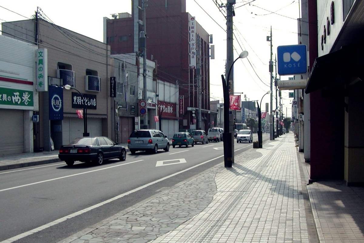 古川駅前の商店街