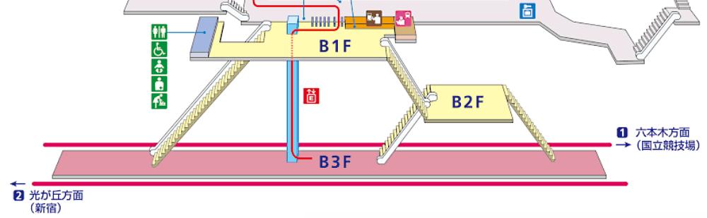 代々木駅でJR線から都営大江戸線に乗り換える【乗車位置/所要時間/道順画像】 - 東京フォト鉄道