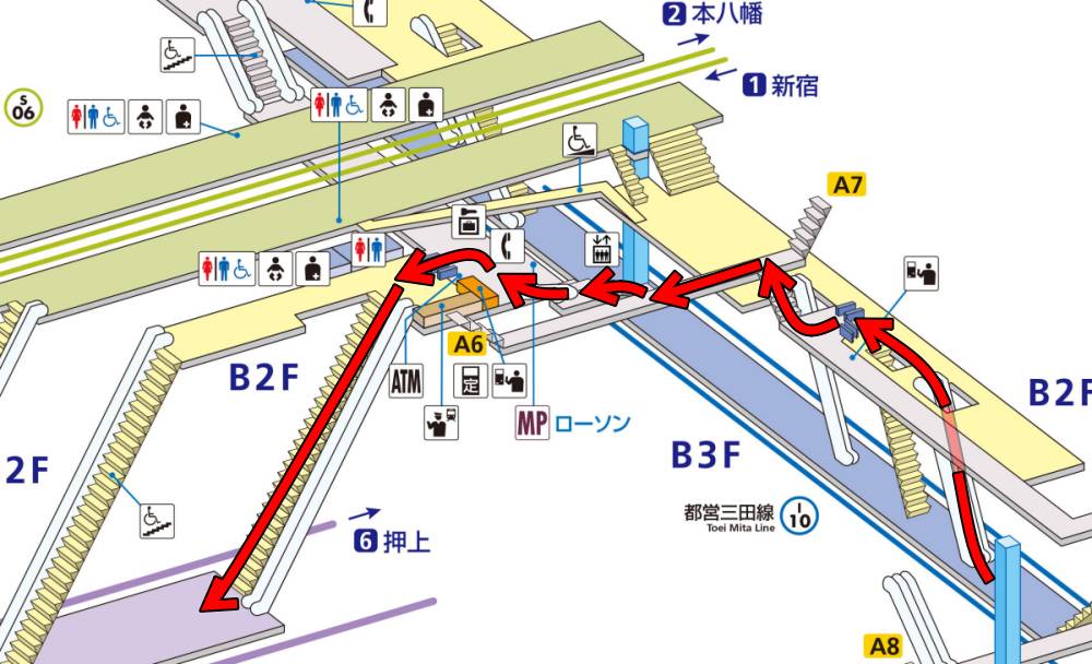 神保町駅 半蔵門線⇔三田線の乗り換え【乗車位置/所要時間/道順