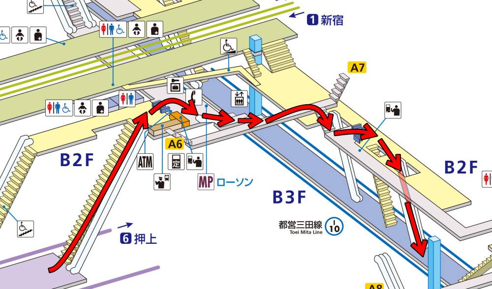 神保町駅 半蔵門線⇔三田線の乗り換え【乗車位置/所要時間/道順