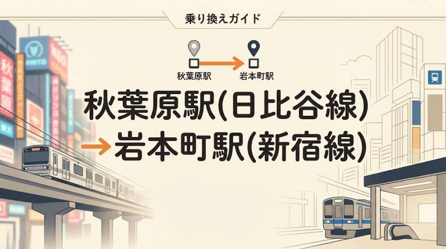 秋葉原駅(日比谷線)から岩本町駅(都営新宿線)に乗り換える【道順/乗車