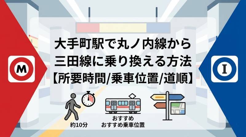 大手町駅で丸ノ内線から三田線に乗り換える方法【所要時間/乗車位置