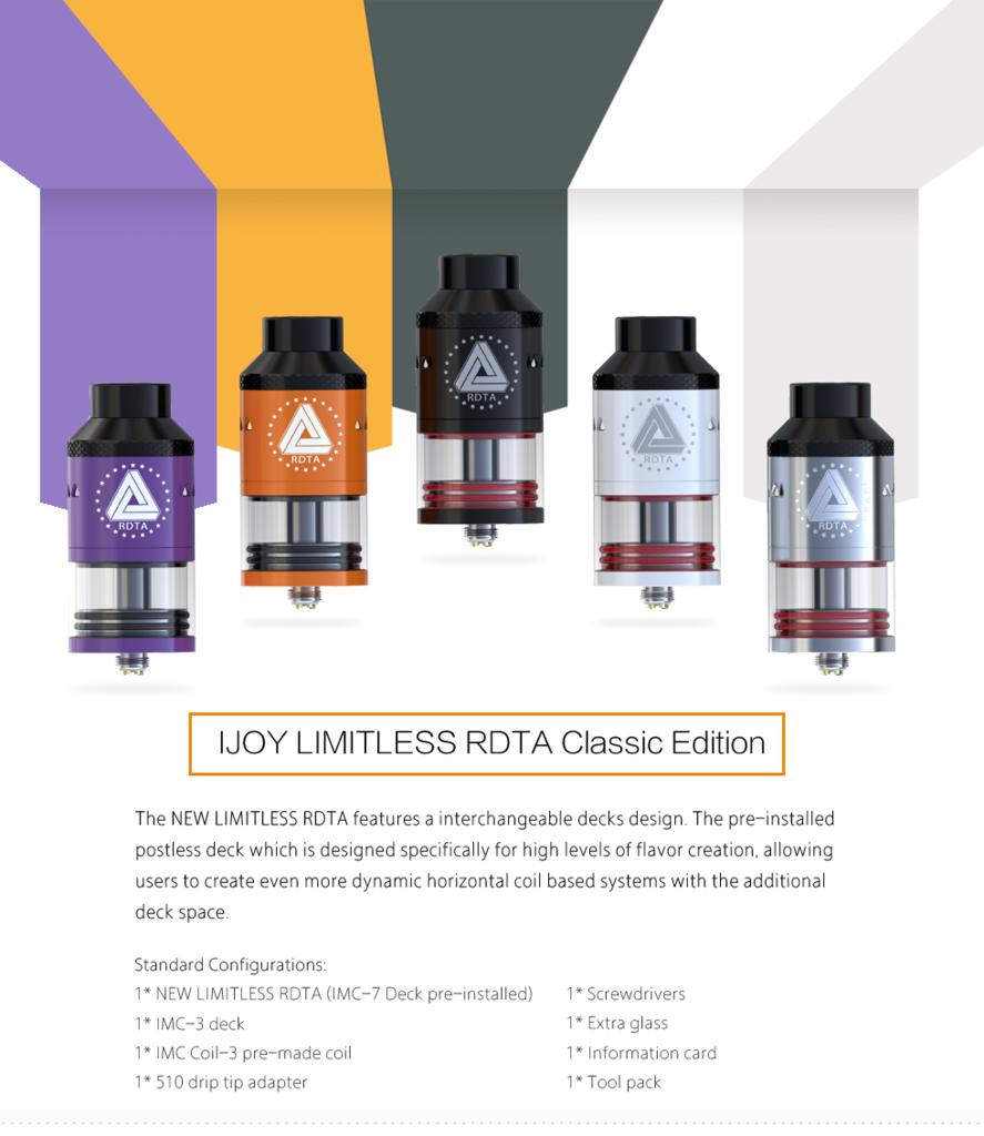 Limitless RDTA Classic Edition 6.9ml - IJOY - チャイナアドバイス China Vape TV