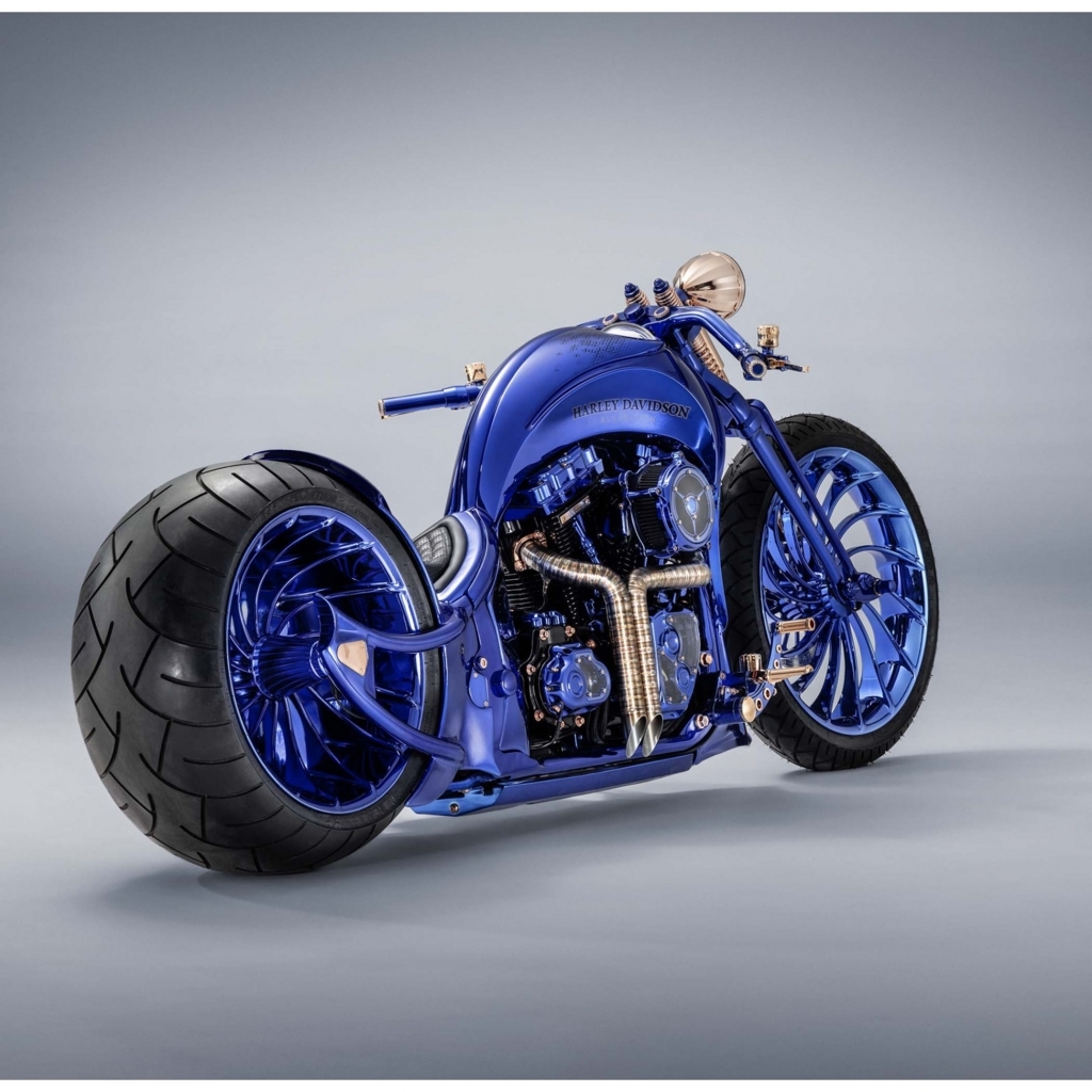 Harley-Davidson タンク 青　ショベルで使用 ハーレー ショベル FXE 1979のオールドスクールチョッパー