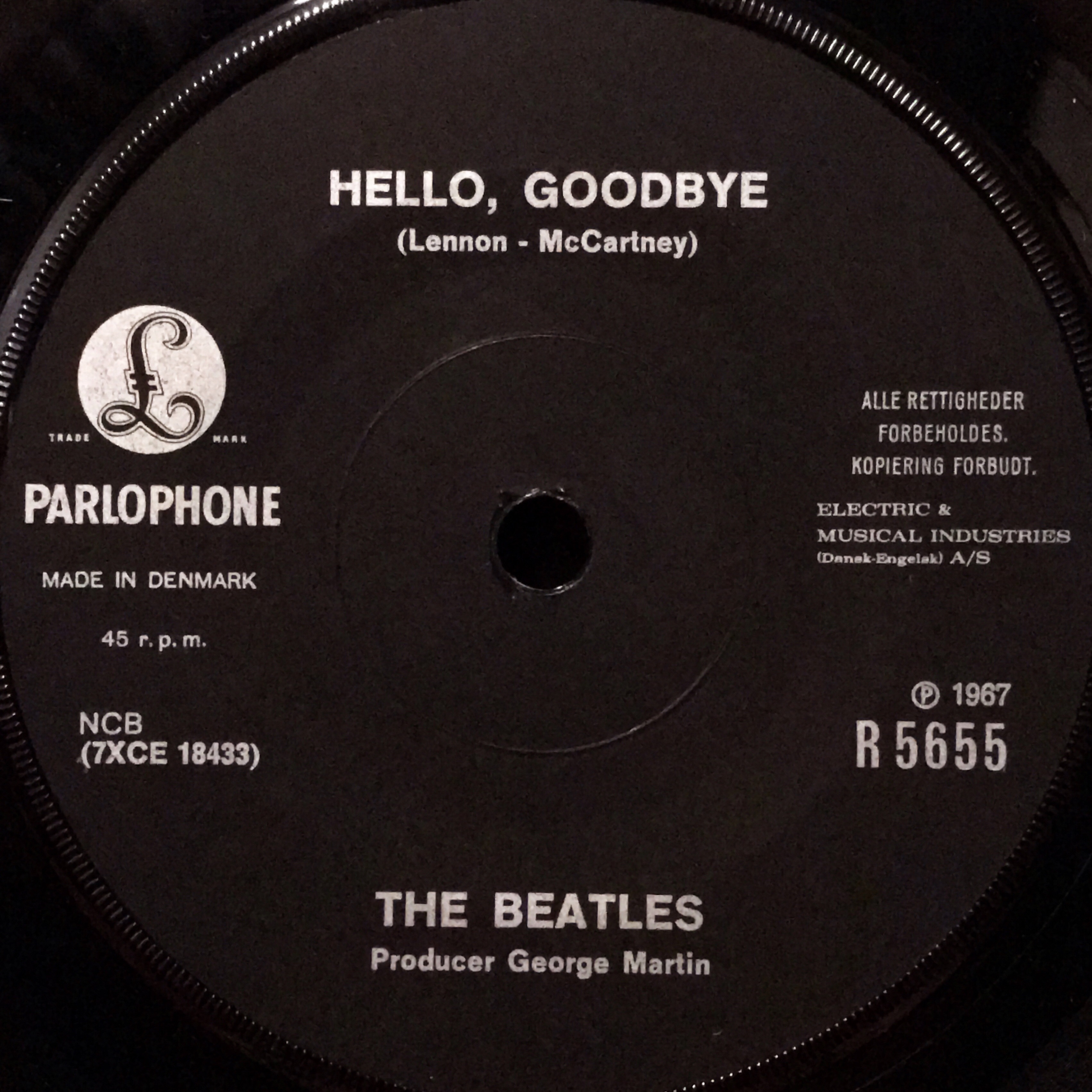 The Beatles Hello Goodbye 7インチレコード デンマーク Hello, Goodbye / The Beatles【デンマーク盤(モノラル)、フランス盤