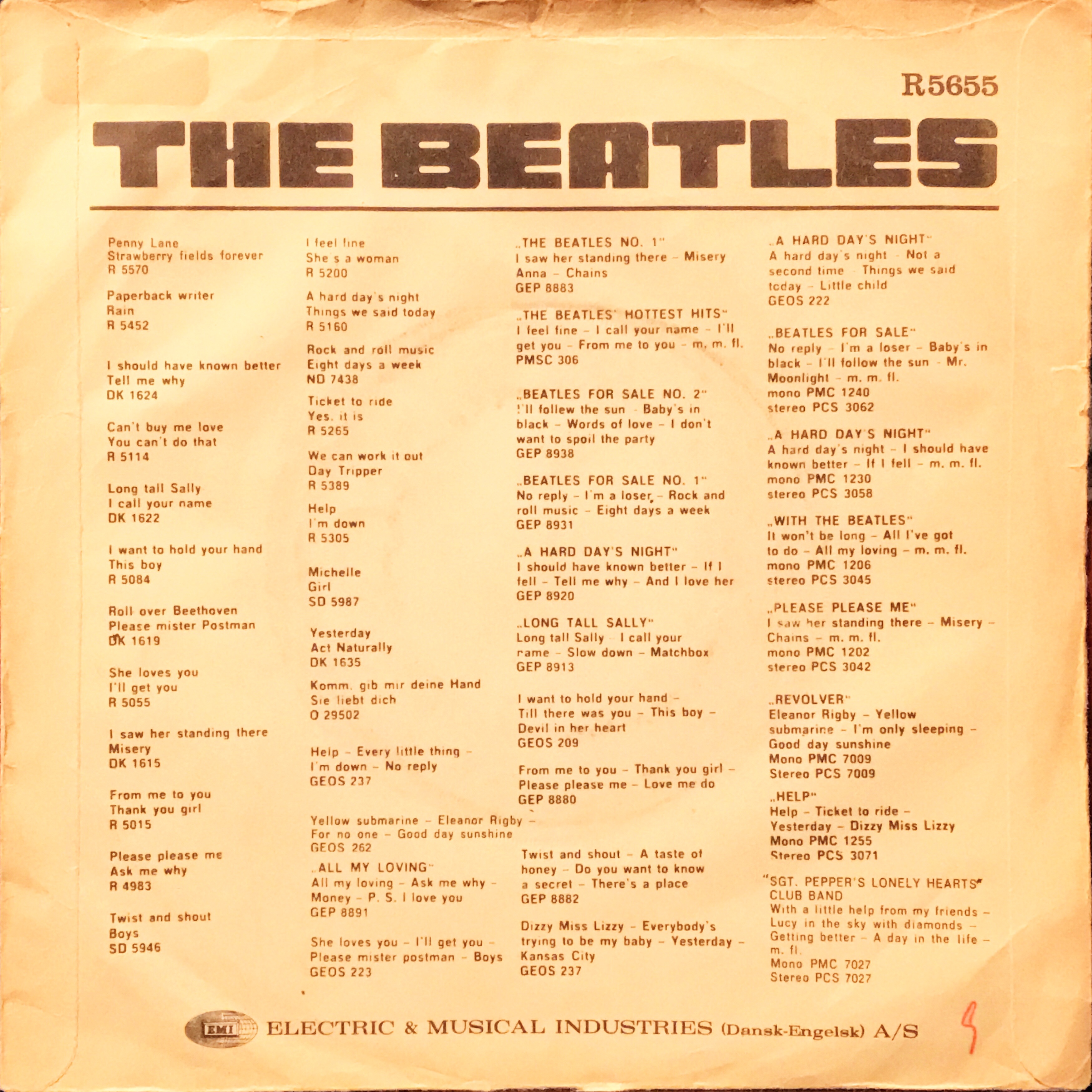 Hello, Goodbye / The Beatles【デンマーク盤(モノラル)、フランス盤