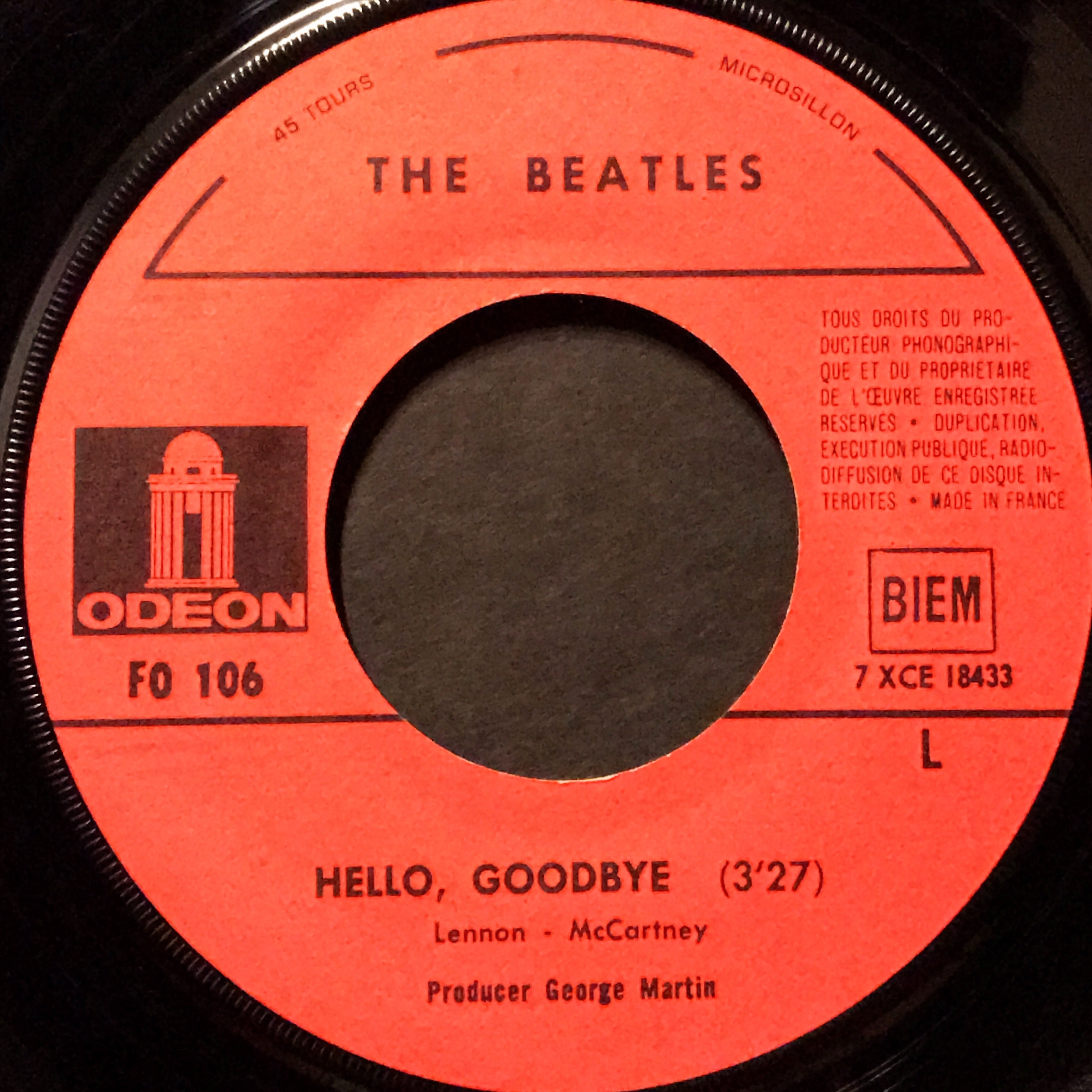 Hello, Goodbye / The Beatles【デンマーク盤(モノラル)、フランス盤