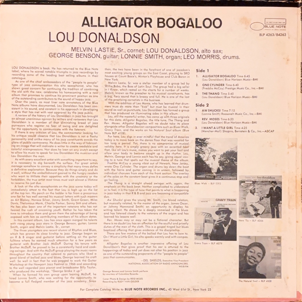 Alligator Bogaloo / Lou Donaldson【US盤】 - レコード評議会