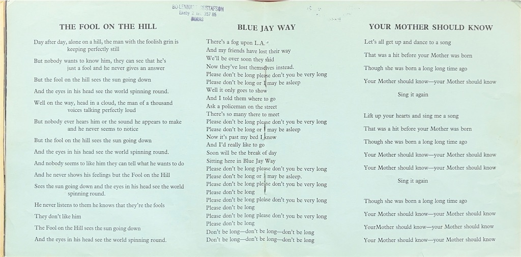 EP2枚組　ビートルズ　マジカルミステリーツアー　UK盤モノラル　歌詞カードなし Magical Mystery Tour / The Beatles【UK盤(EP/モノラル