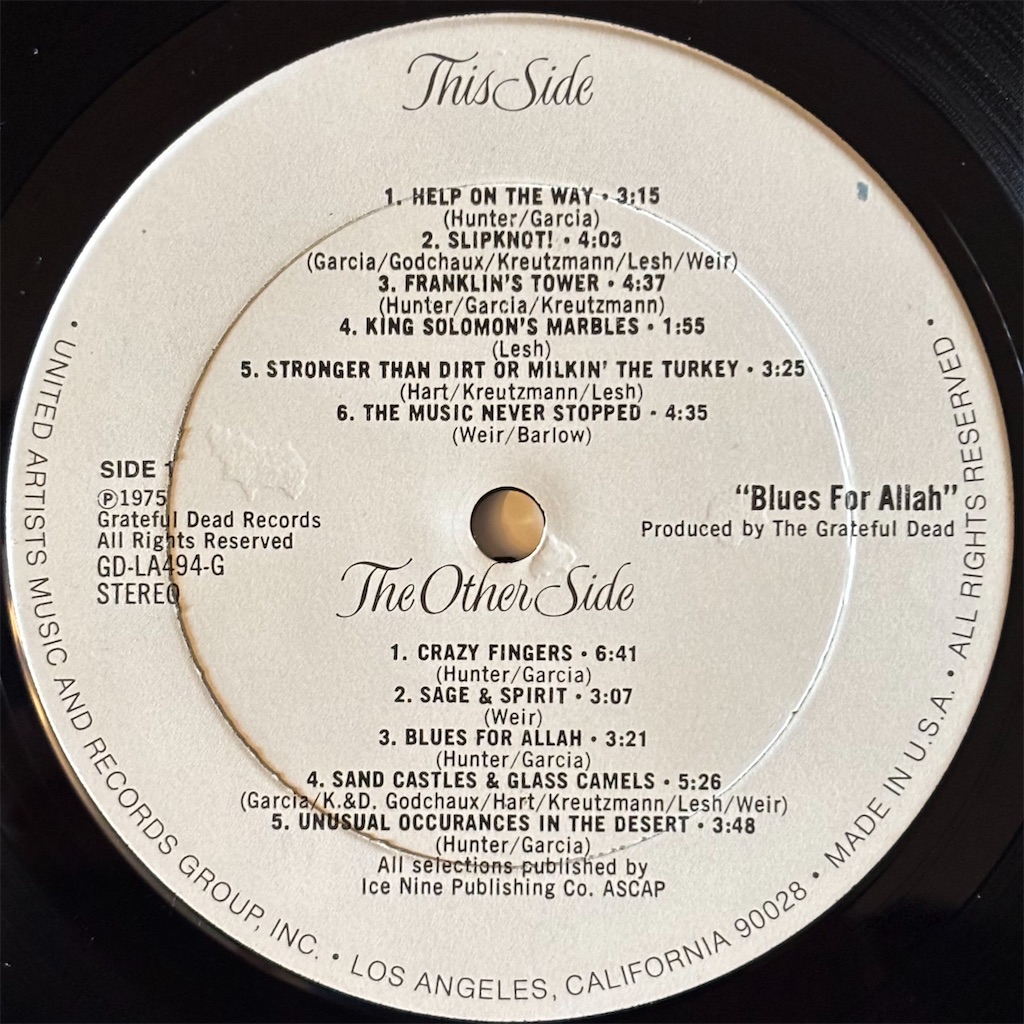Blues For Allah / Grateful Dead【US盤】 - レコード評議会