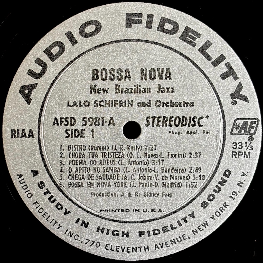 Bossa Nova (New Brazilian Jazz) / Lalo Schifrin【US盤(ステレオ