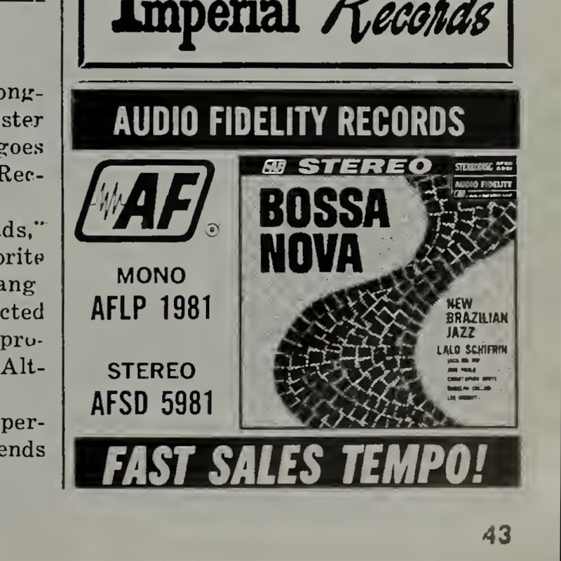 Bossa Nova (New Brazilian Jazz) / Lalo Schifrin【US盤(ステレオ