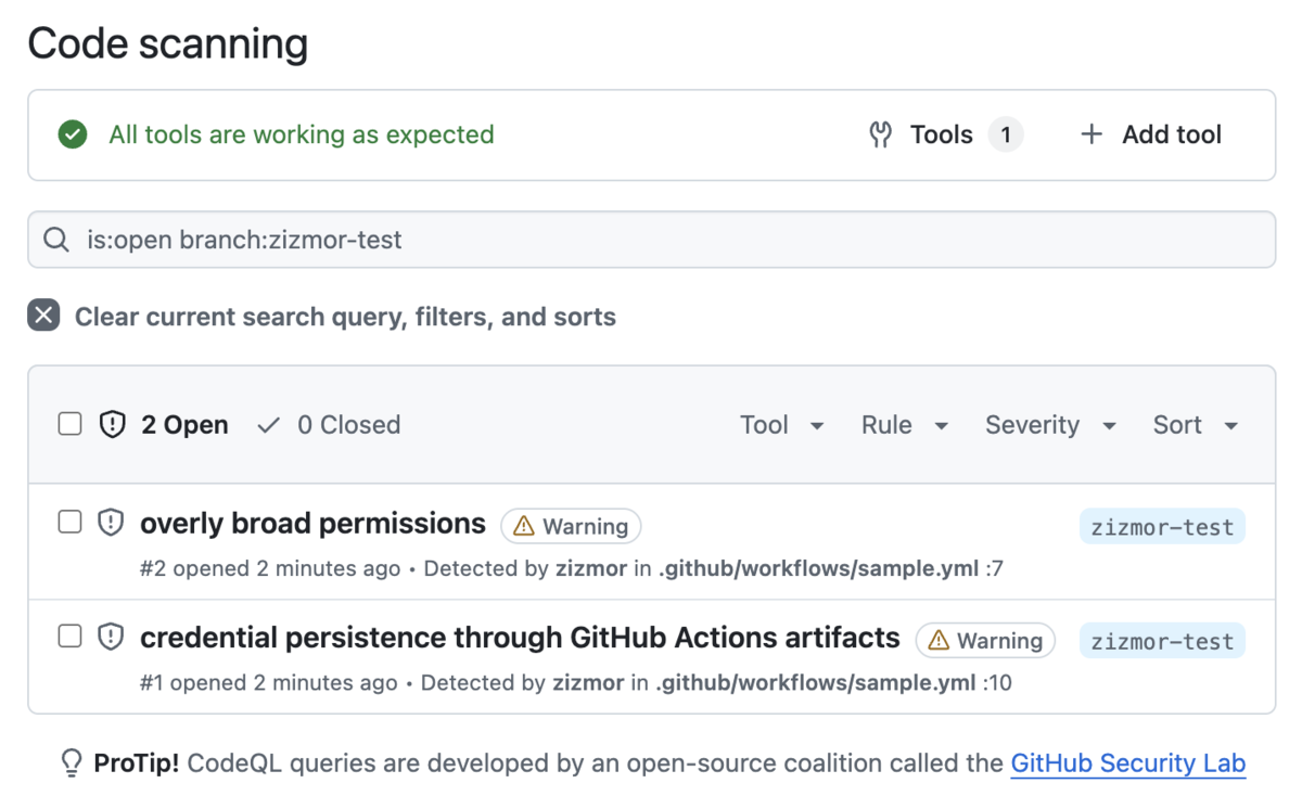 zizmor を導入して GitHub Actions ワークフローをスキャンする - 猫野詩梨帳