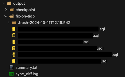 sync-diff-inspectorのoutput