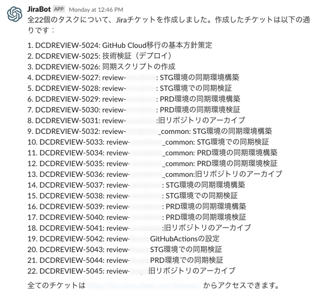 Slackでのタスク分解例