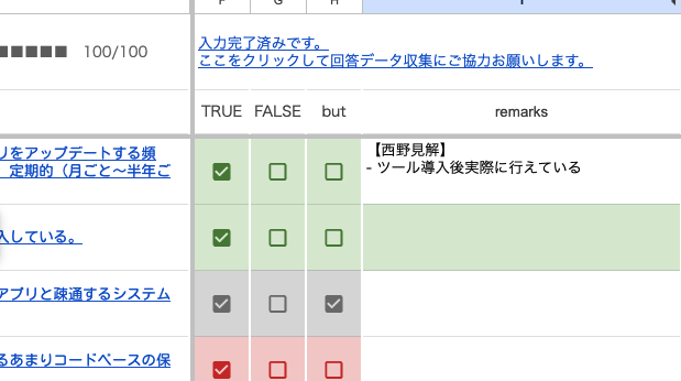 アセスメントのレビュー例