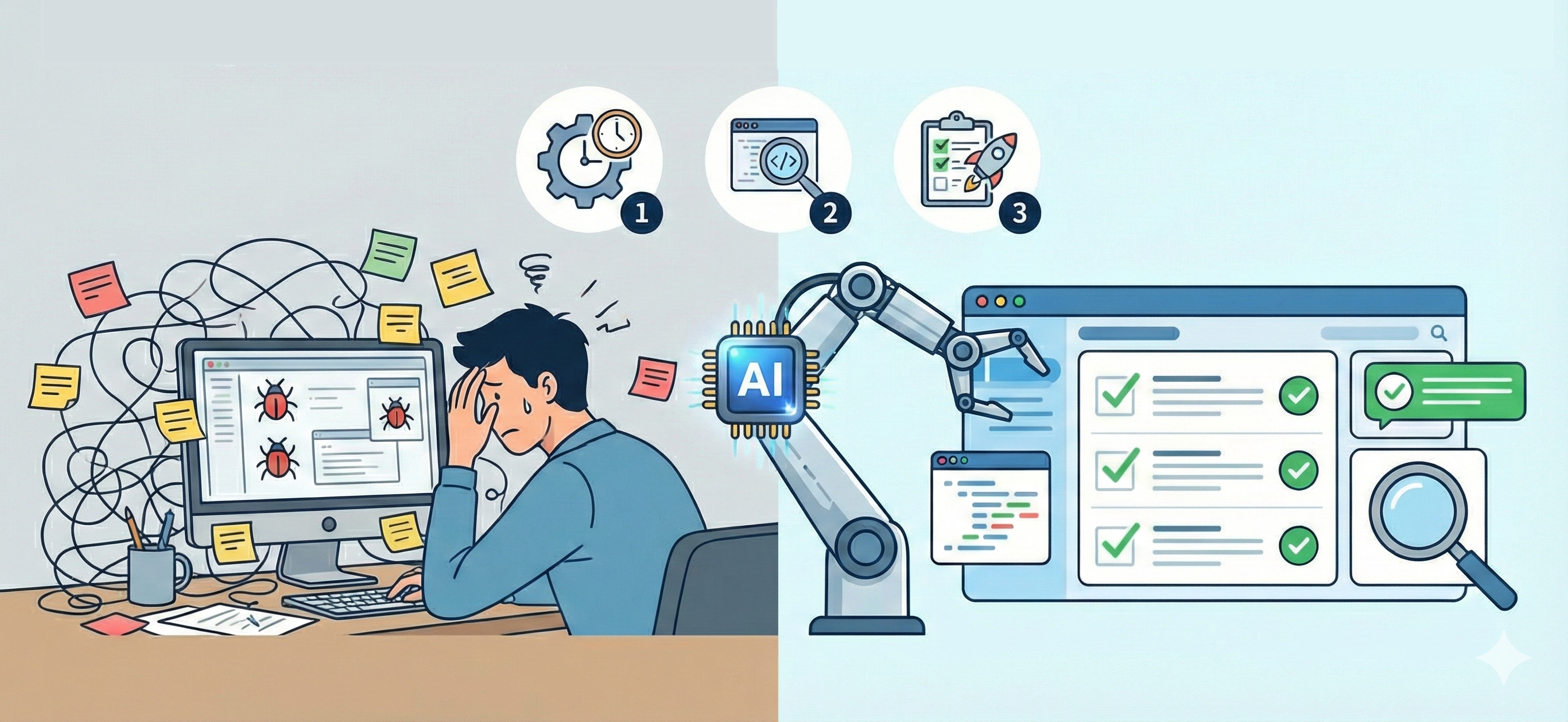 3つのポイントを意識しAI活用を可能にするイメージイラスト