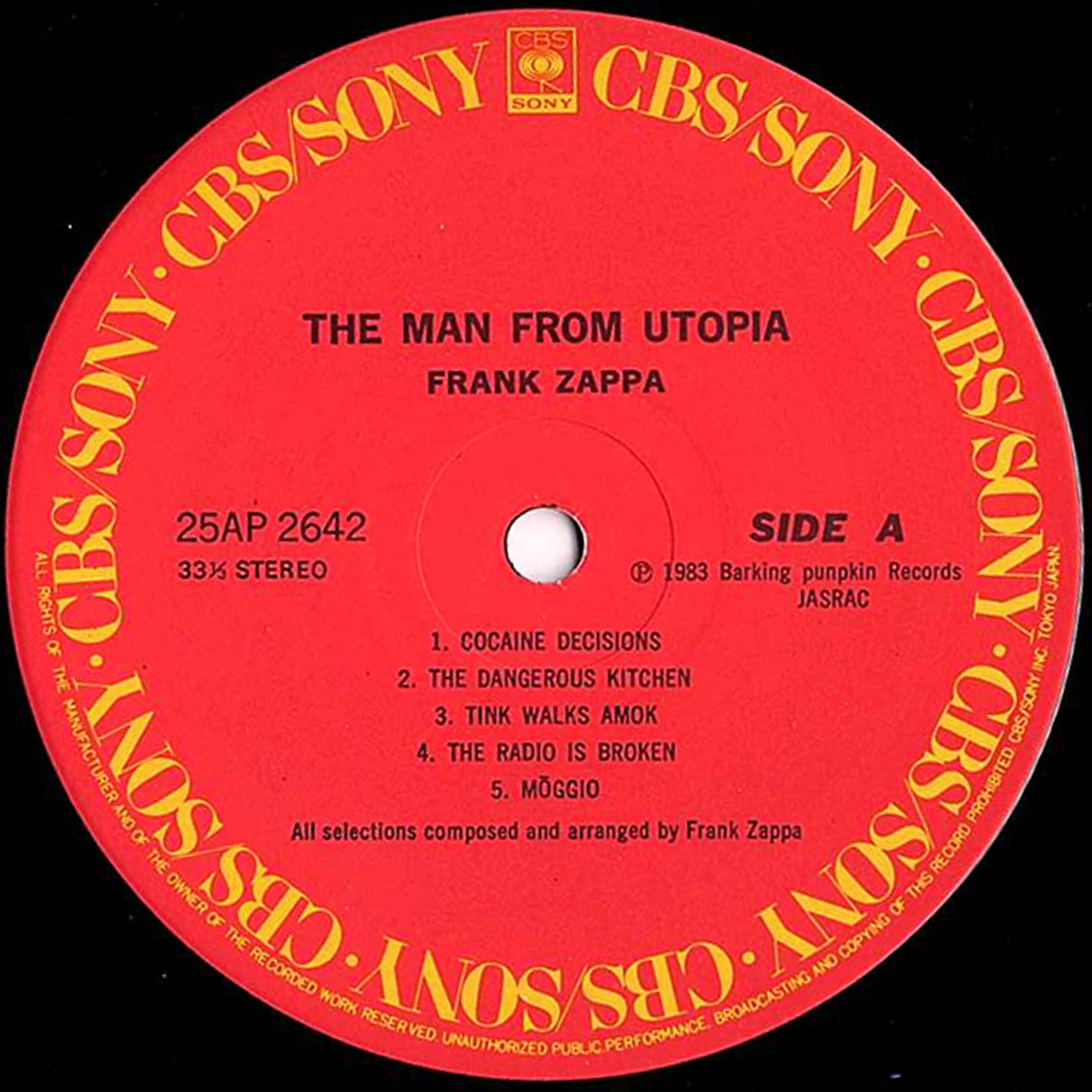 入荷したて》Frank Zappa（フランク・ザッパ）「The Man From Utopia
