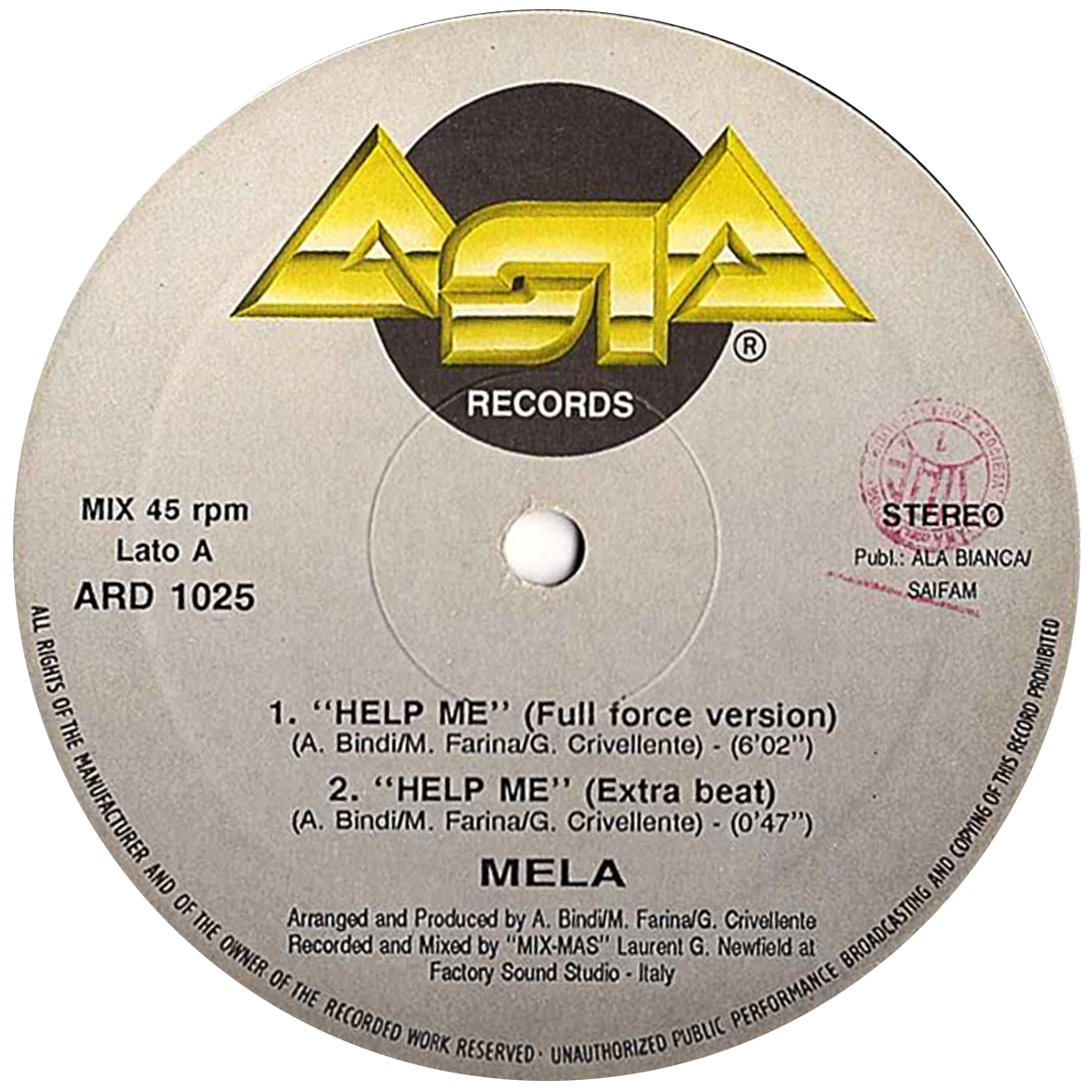 ◇レコードで聴く今日の1曲◇Mela「Help Me」Asia Records ARD 1025