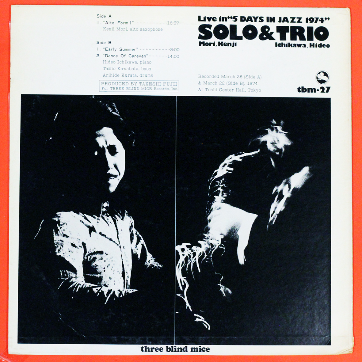 店頭追加盤》LPレコード◇森剣治・市川秀男「Solo & Trio (Live In 