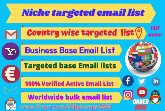 I will collect niche targeted email list for email marketing ...
