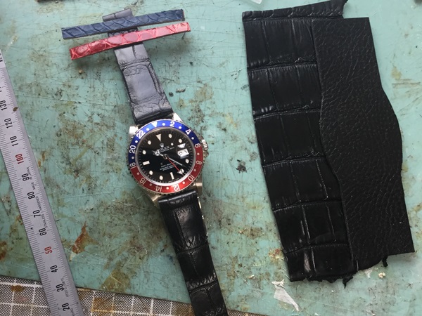 Rolex GMT master Ref.16700 専用レザーストラップ作り - 古時計
