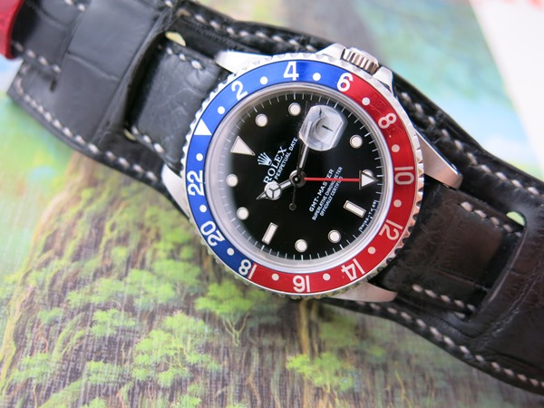 Rolex GMT master Ref.16700 専用レザーストラップ作り - 古時計にワニ