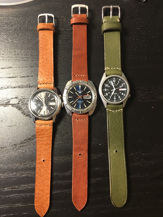 【美品】プライベートアイズ ヴィンテージデザイン 20mm カーフストラップ セイコーにビンテージ風カーフストラップを着せて - 古時計にワニ革着せて