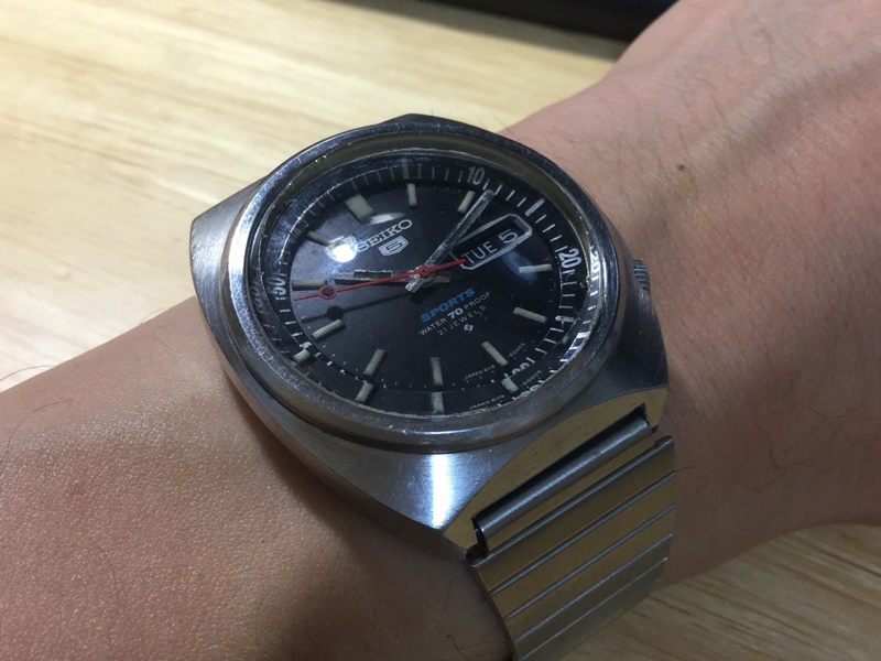 ファイブの日（今日の時計はSEIKO 5スポーツ6119） - 古時計にワニ革着せて