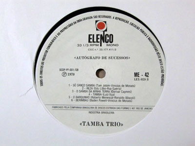 TAMBA TRIO / SERIE AUTOGRAFO DE SUCESSOS ( 1994 JAPANESE Reissue ) ( 帯付 ) ( LP )