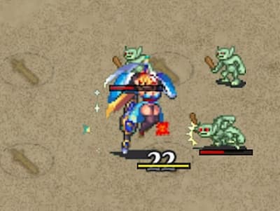 ギガキャノンアーマーの夜祭の重装砲兵レギーナの近接攻撃時配置ドット絵