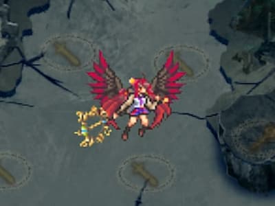 天狗の茜色の女番長ホムラの配置中ドット絵