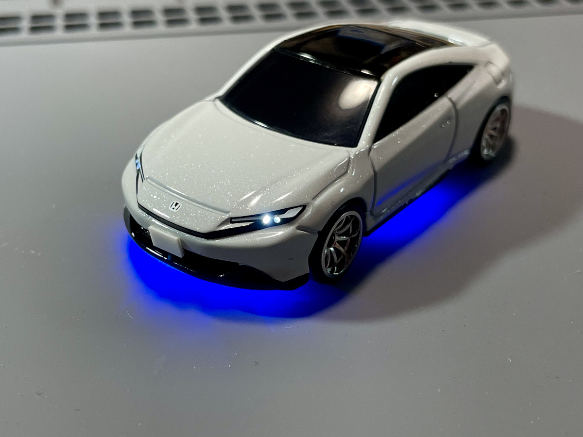 トミカ・LED改造】新型プレリュード ヘッドライト、アンダーネオン追加