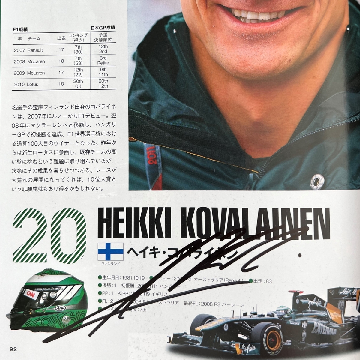サイングッズ購入検討の参考に 直筆サイン コバライネン編 - F1観戦記