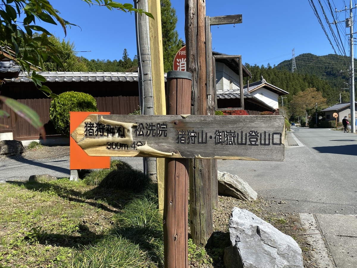 猪狩山・御嶽山登山口 看板