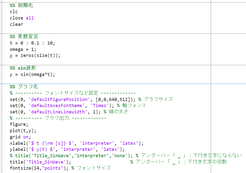 Matlab：グラフの軸名にtex形式を採用 & グラフのフォントサイズなど設定 - 制御工学