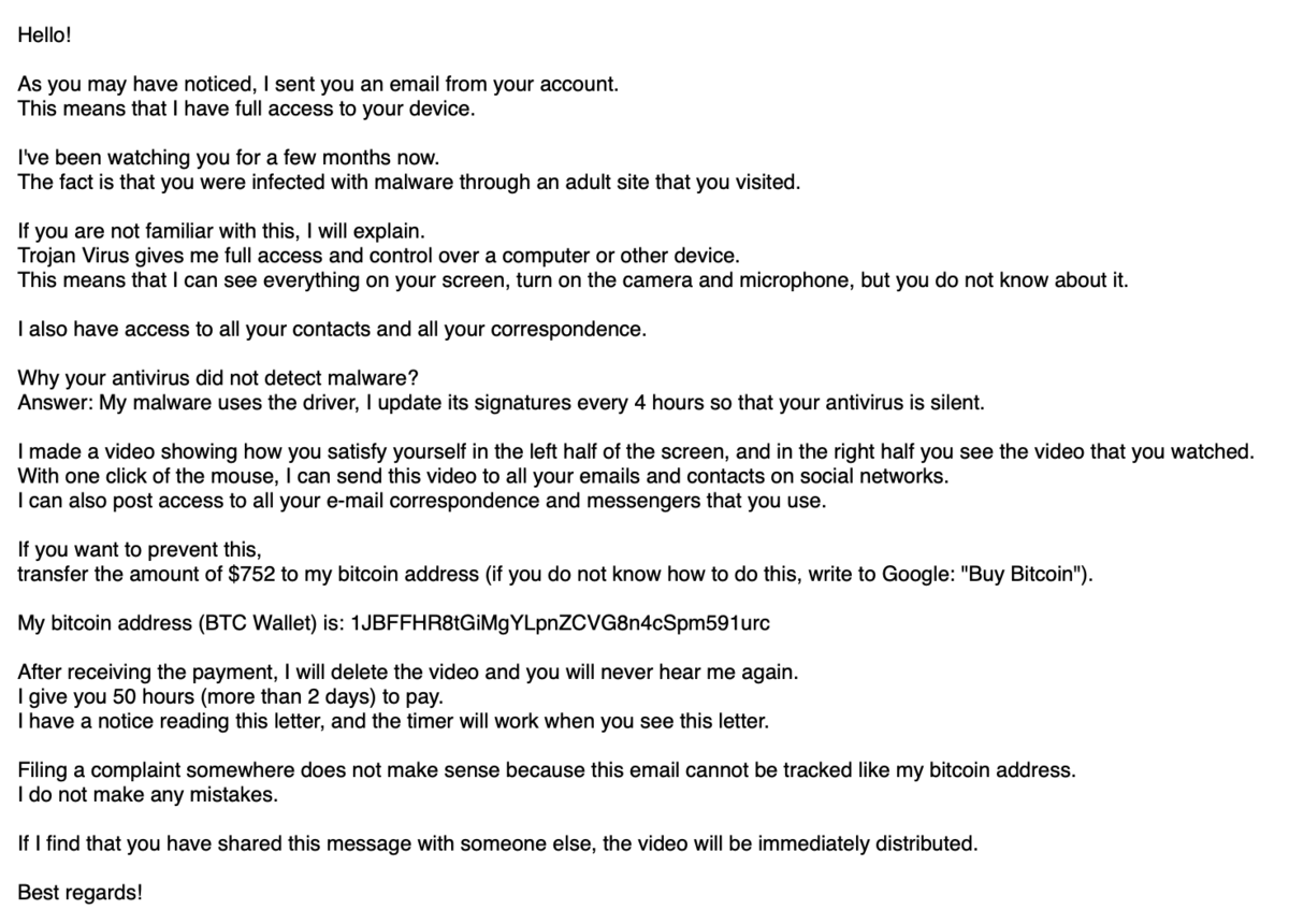 OMG!!! 自分の名前を偽っての迷惑メール（英語版）が朝一届いてました!!! - Fragola-chanの日記